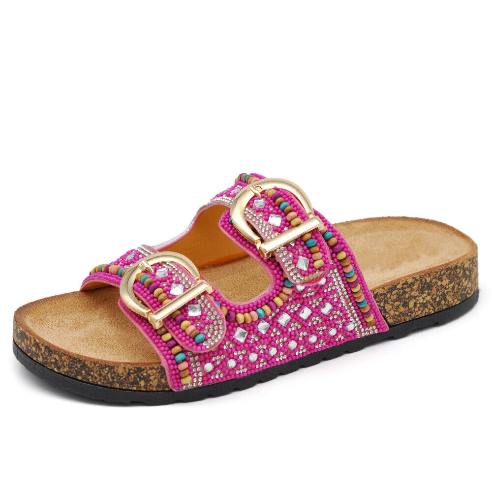 Scarpe Sandali Ciabatte Da Donna Sughero Con Fibbie e Strass GH-801