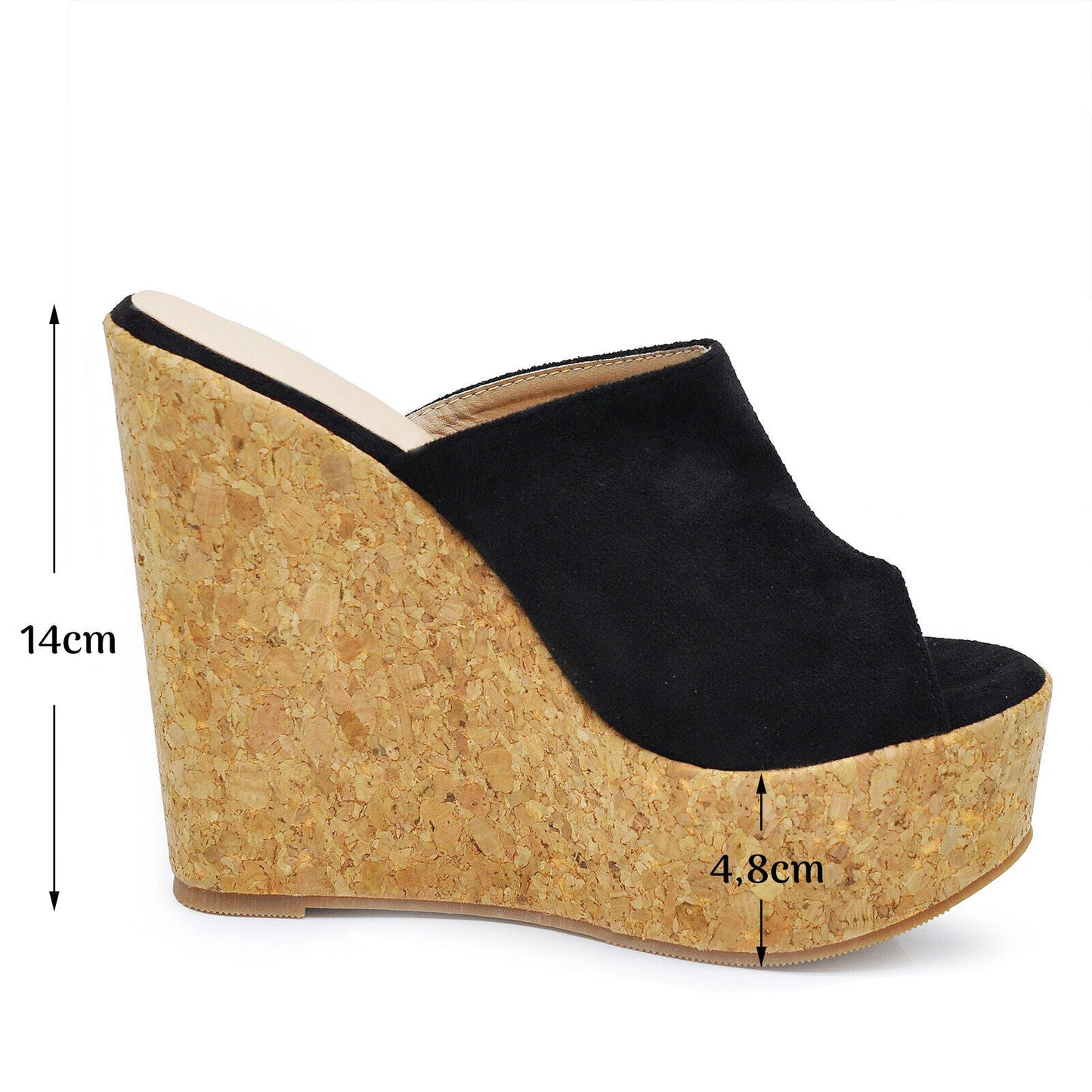Scarpe Sandali Ciabatte Zoccoli Da Donna Con Zeppa Alta Simil Sughero 2801