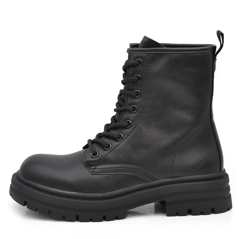 Stivaletti Stivali Anfibi Combat boots Militare Da Donna Platform Y13 nero camel