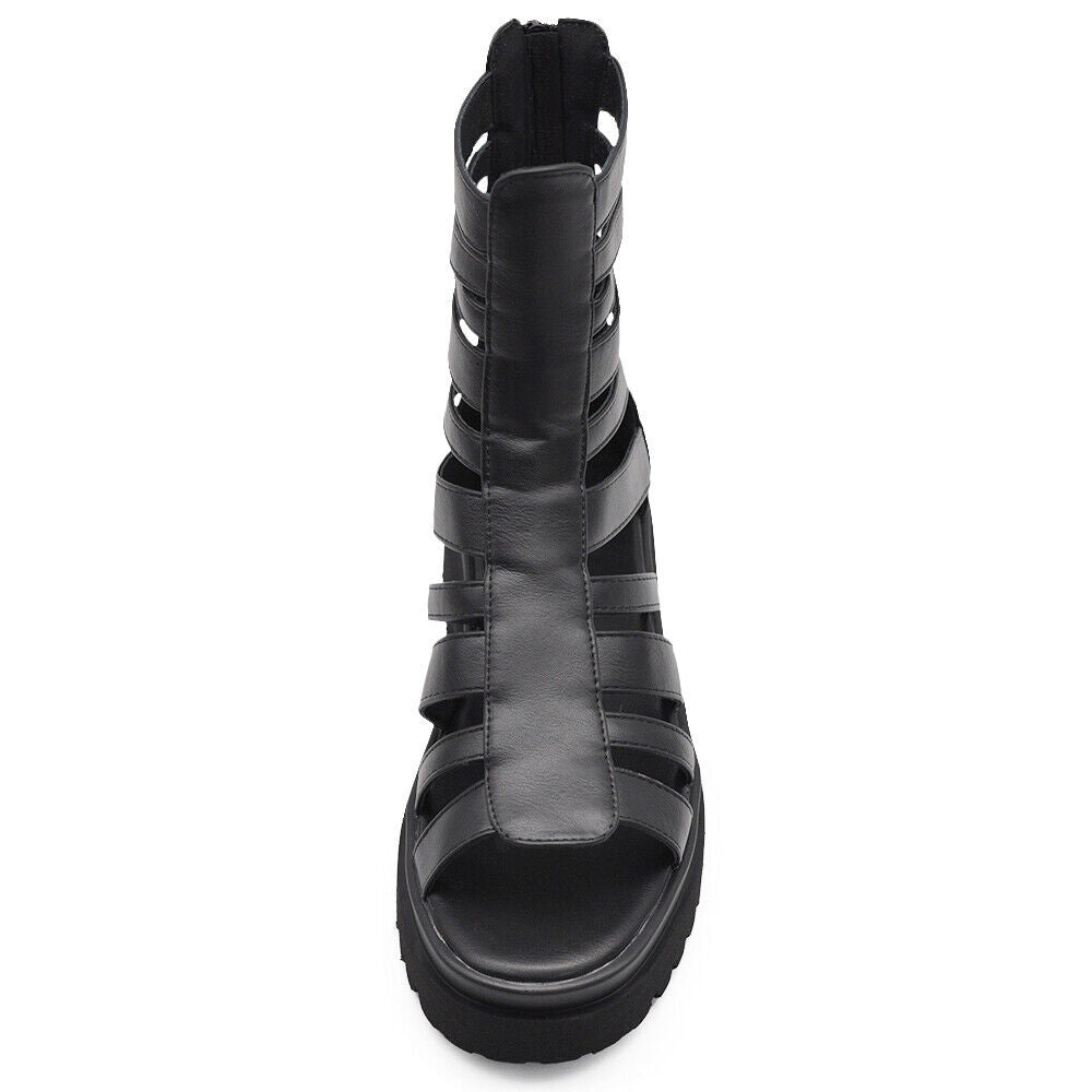 Stivali Estivi Scarpe Sandali Gladiatore Da Donna Con Platform S674-1 nero