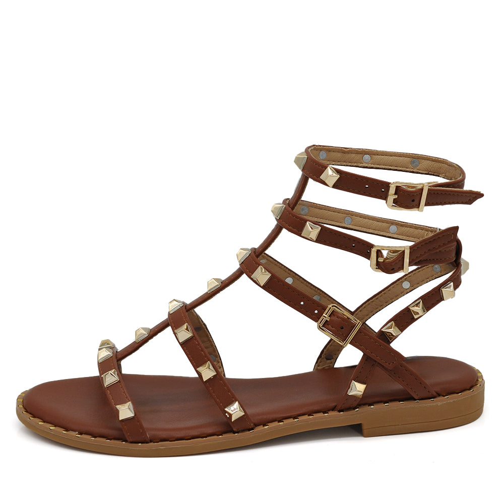 Scarpe Infradito Sandali Stivaletti Estivi Gladiatore Da Donna Borchie KK-701 M101