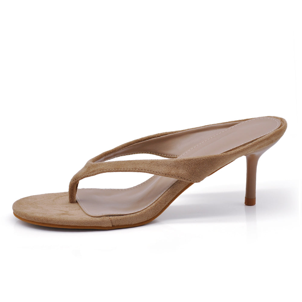 Sandali Infradito Donna con Tacco a spillo, Sabot Eleganti in Camoscio Sintetico