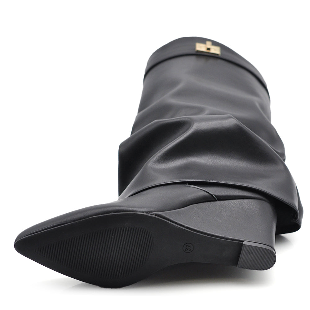 Stivali Donna A Punta  Con Zeppa Stile Western – Alti al Ginocchio 6887