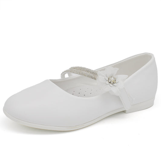 Scarpe Ballerine Da Bambina Ragazza Strass Perline Fiorellini Comunione GD5063