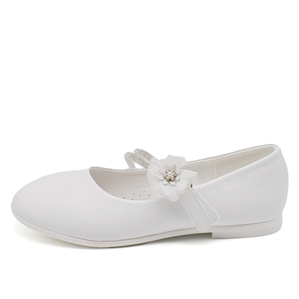 Scarpe Ballerine Da Bambina Ragazza Strass Perline Fiorellini Comunione GD5063