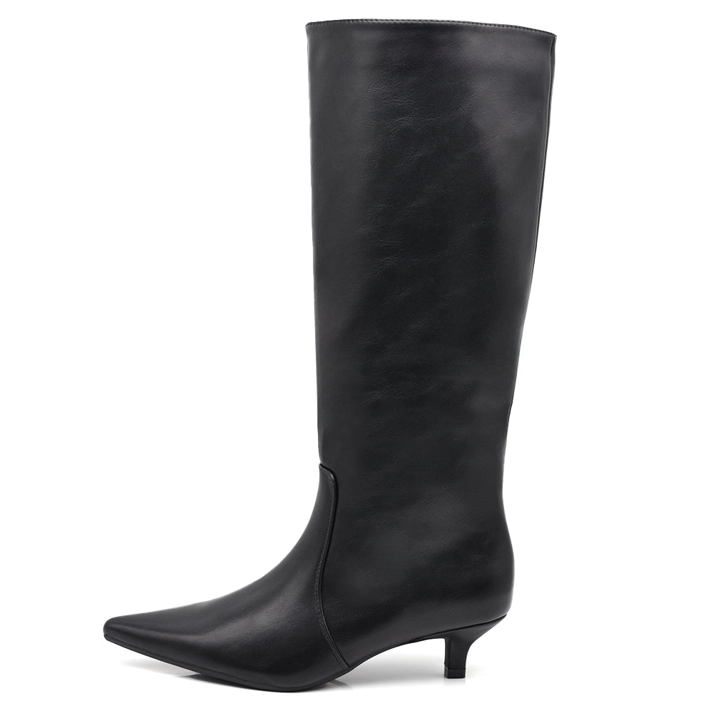 Stivali Alti Polpaccio Da Donna Con Tacco gattina KITTEN HEELS X2693-03 nero