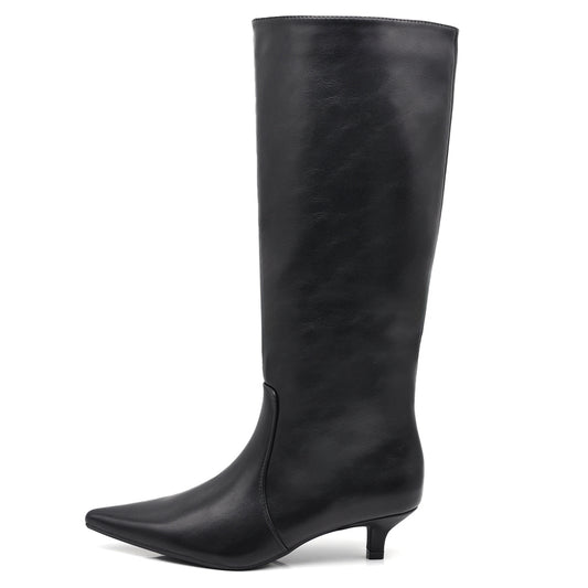 Stivali Alti Polpaccio Da Donna Con Tacco gattina KITTEN HEELS X2693-03 nero