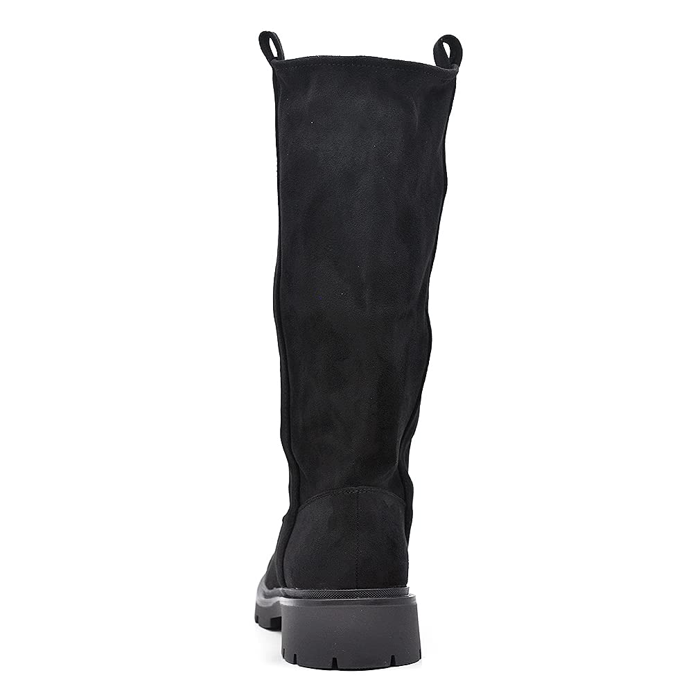 Stivaletti Stivali Biker al Polpaccio Da Donna Camoscio Sintetico GR-6611 nero camel celeste