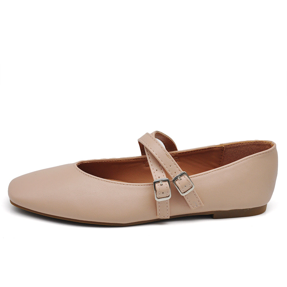 Ballerine A Punta Quadrata Friulane Scarpe Veneziane con Cinturino Da Donna Q2568