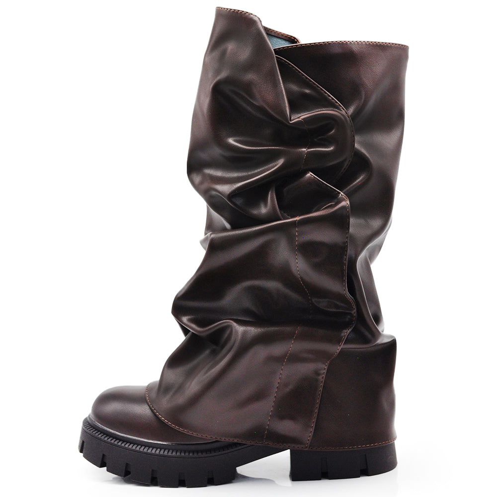 Stivali Donna 2 in 1 con Gambale Arricciato Rimovibile – Design Versatile con Platform – Look Doppio in un Solo Paio G705