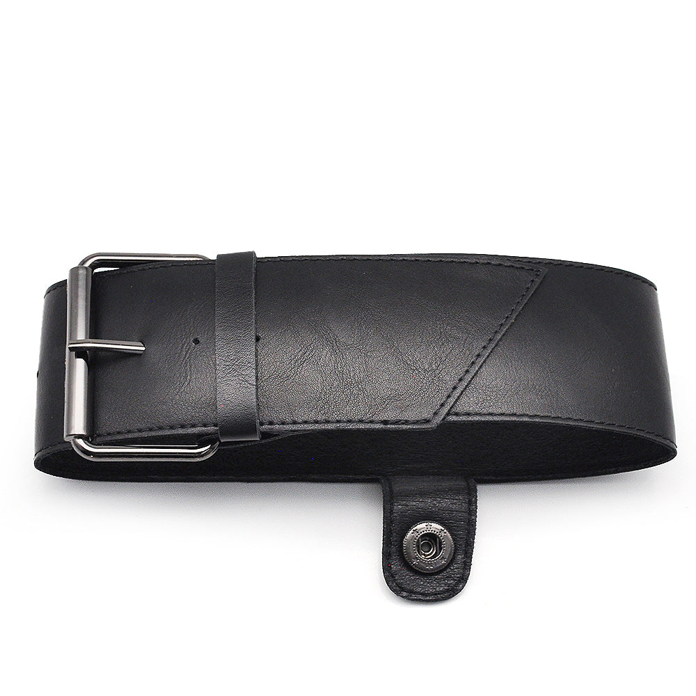 Stivali Texani Western alti donna con punta affusolata e gambale arricciato tacco a cono e cinturino largo rimovibile GA043 nero