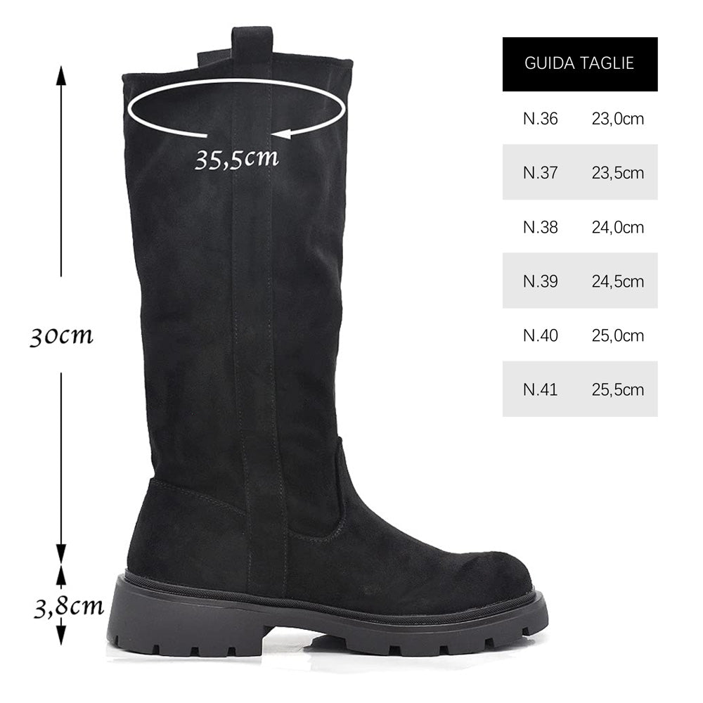 Stivaletti Stivali Biker al Polpaccio Da Donna Camoscio Sintetico GR-6611 nero camel celeste