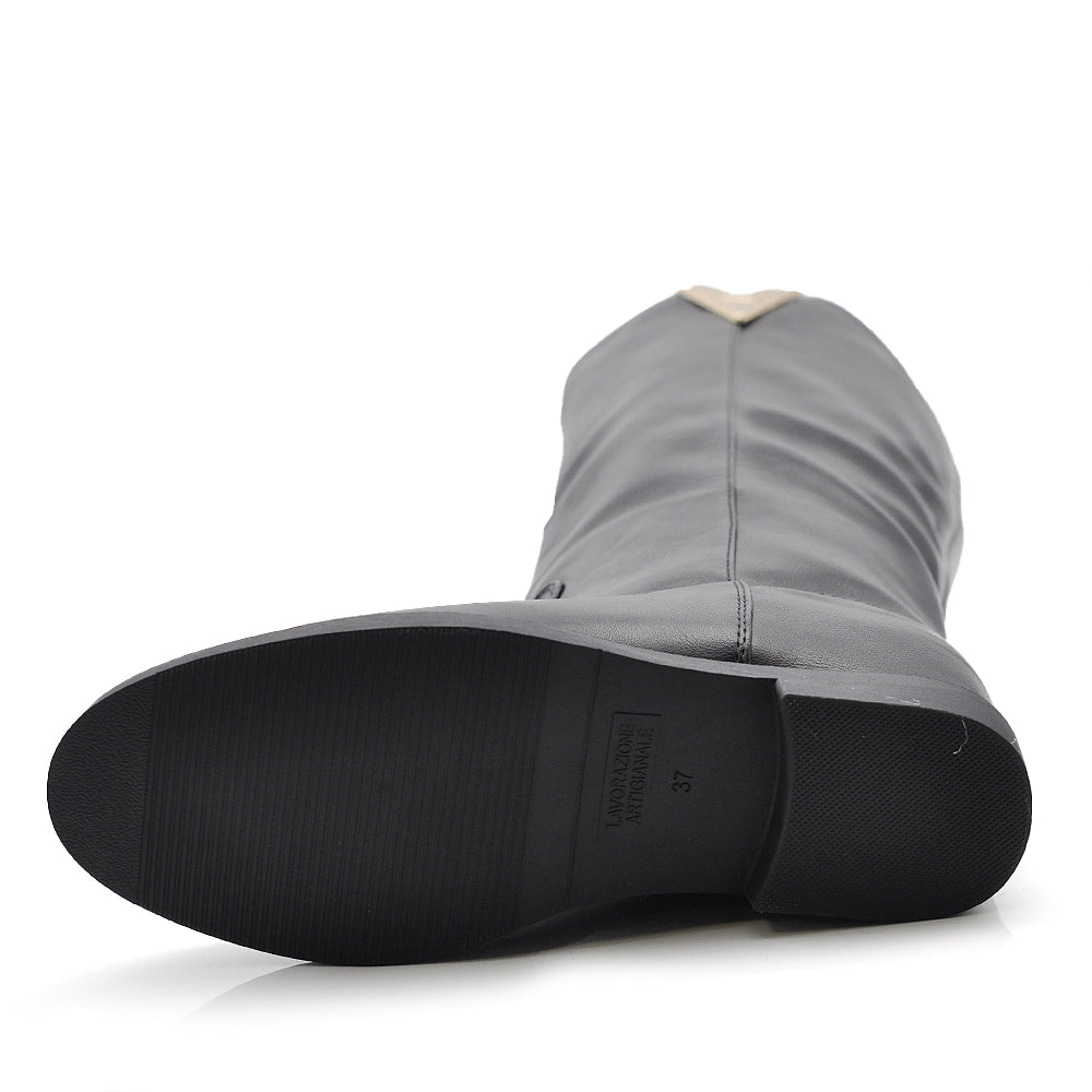 Stivali Alti Da Donna Con decorazione metallica a forma di V Zeppa Interna Rialzo LY81-7 LY81-7A