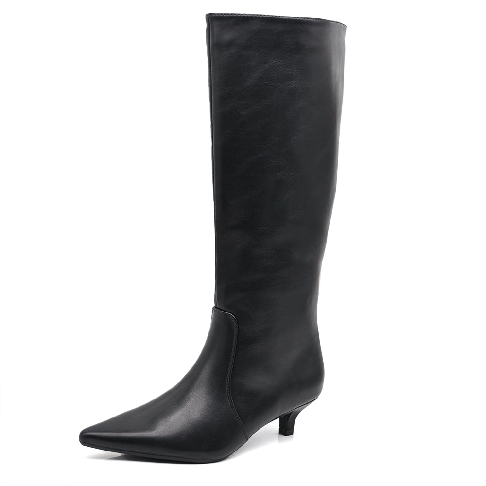 Stivali Alti Polpaccio Da Donna Con Tacco gattina KITTEN HEELS X2693-03 nero