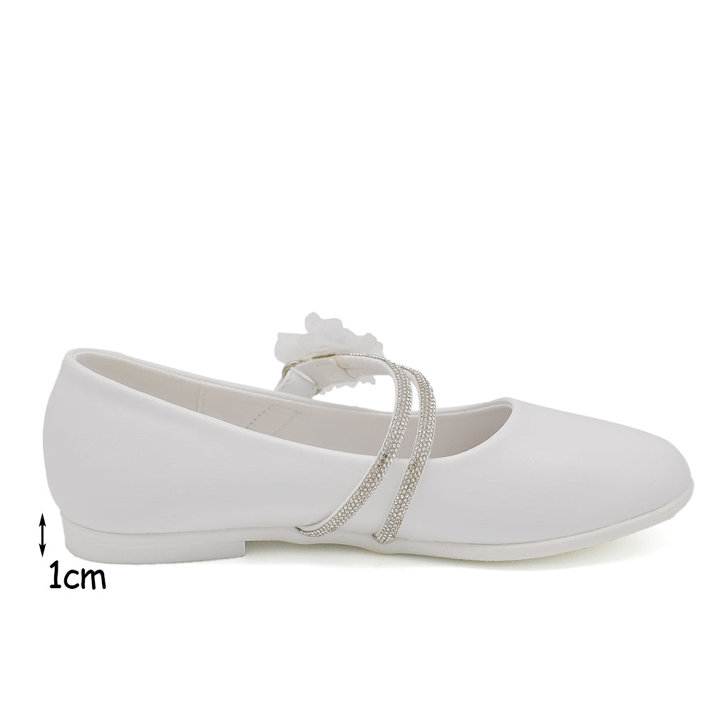Scarpe Ballerine Da Bambina Ragazza Strass Perline Fiorellini Comunione GD5063