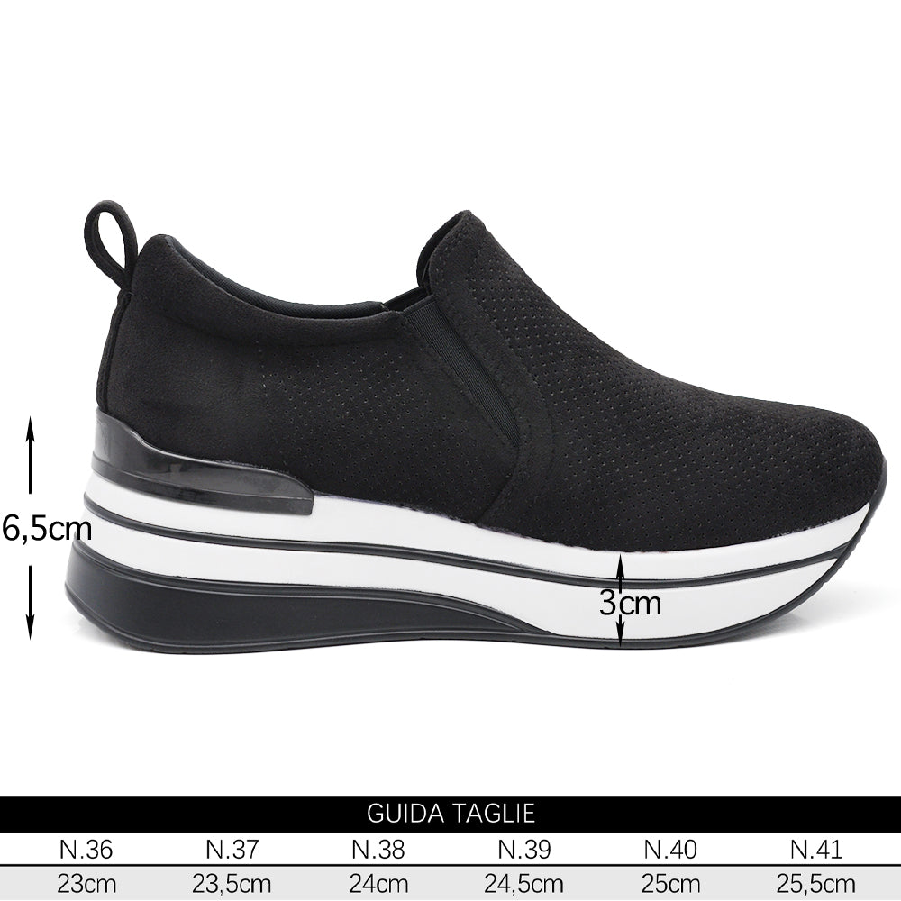 Scarpe Slip-On Donna con Zeppa Comoda in Camoscio Sintetico – Sneakers Casual Primaverili e Autunnali