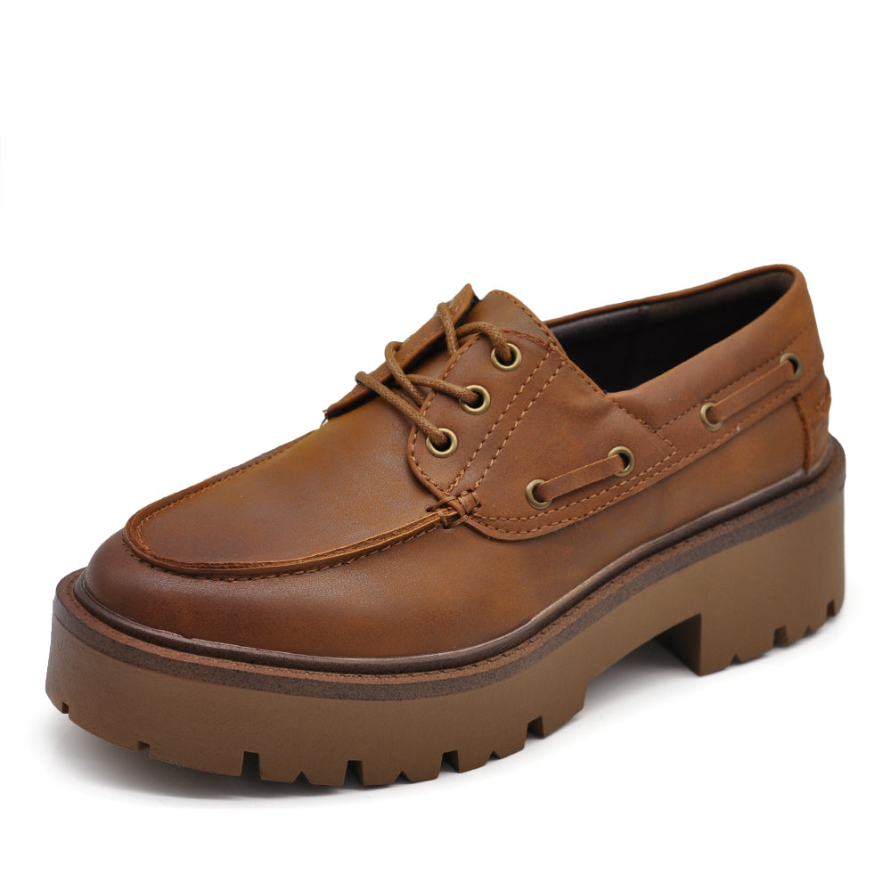 Scarpe stringate platform da donna stile casual – mocassini chunky con suola alta