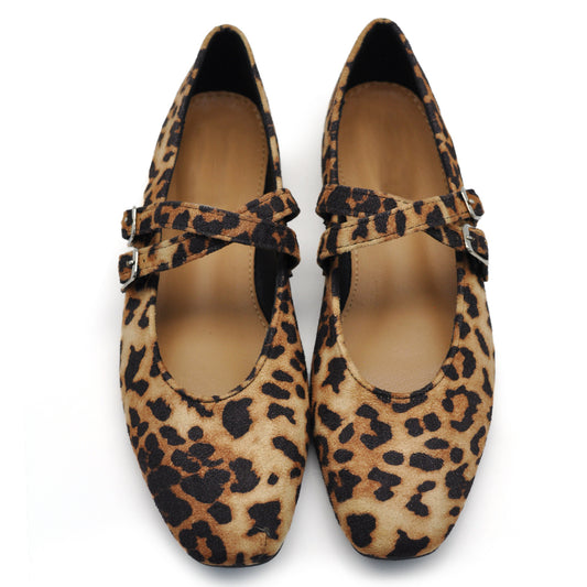 Ballerine A Punta Quadrata Friulane Scarpe Veneziane con Cinturino Da Donna Q2568