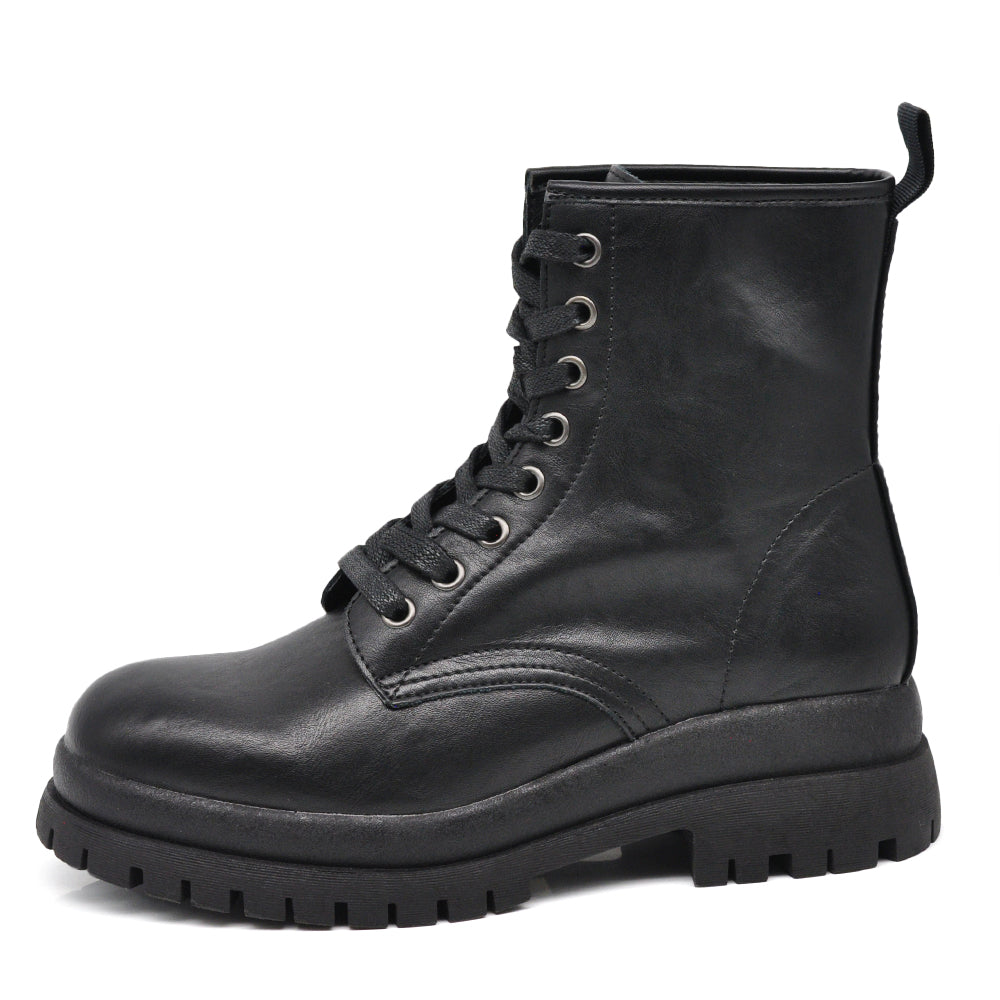 Stivali da donna stile combat boots con lacci platform casual MP2751-1 nero marrone