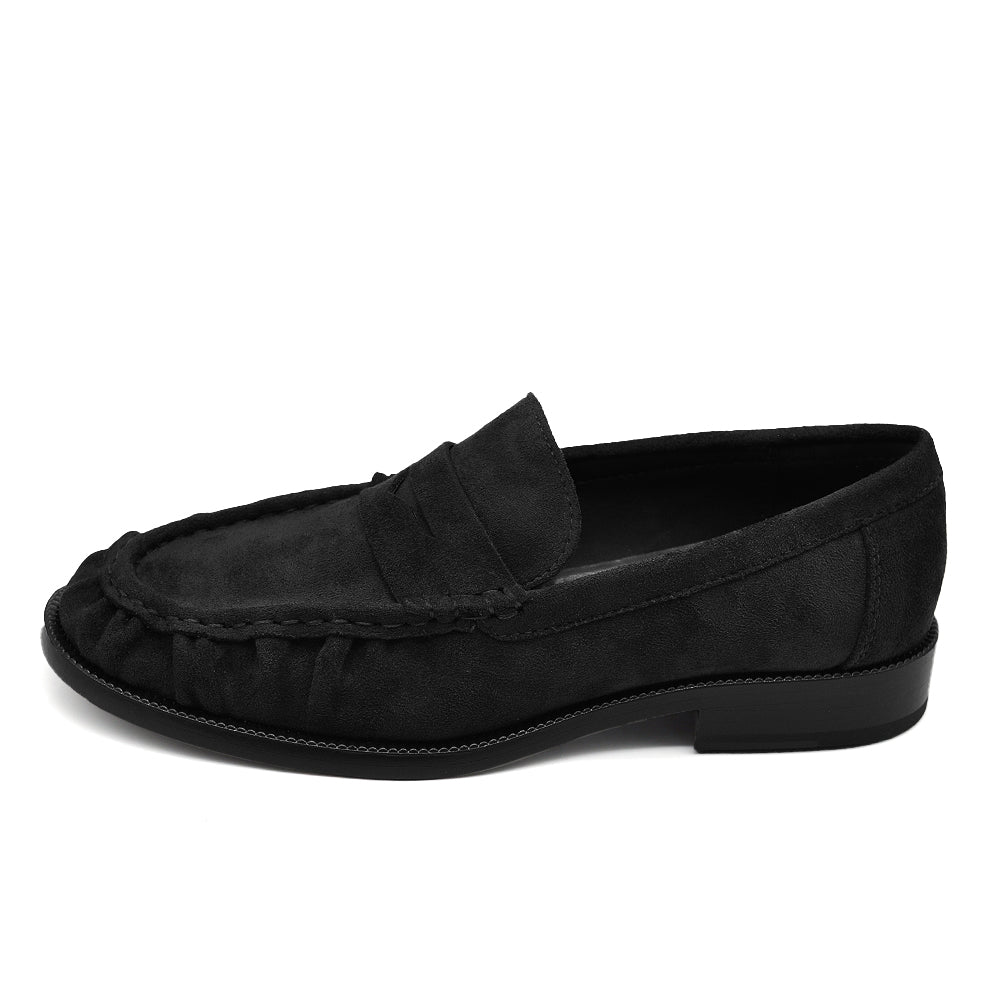 Mocassini Donna in Effetto Scamosciato con Punta Arricciata, Mascherina Classica e Soletta Morbida Comfort GA076