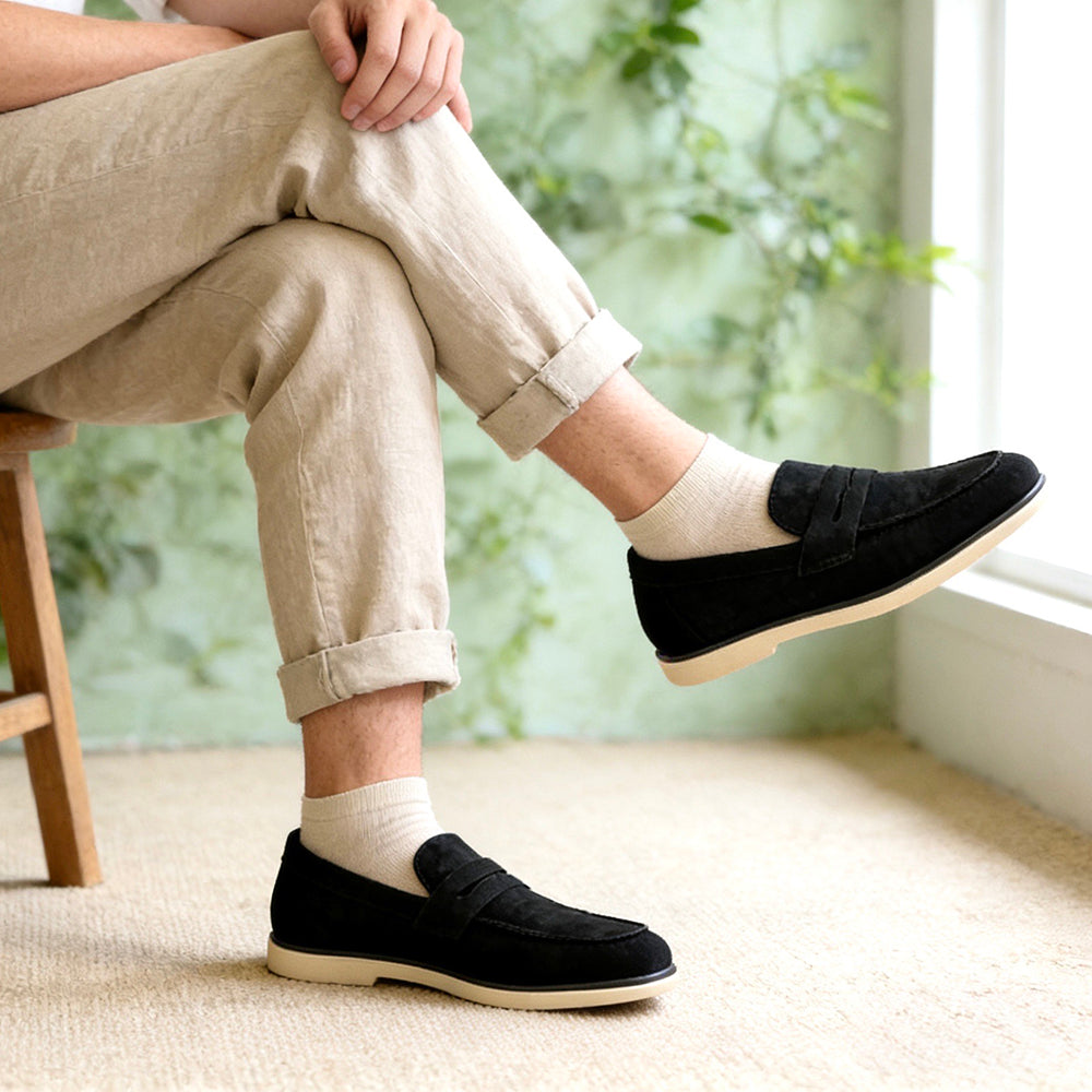 Mocassini Uomo in Camoscio Sintetico con Suola EVA – Scarpe Casual Eleganti Comfort nero blu camel khaki beige