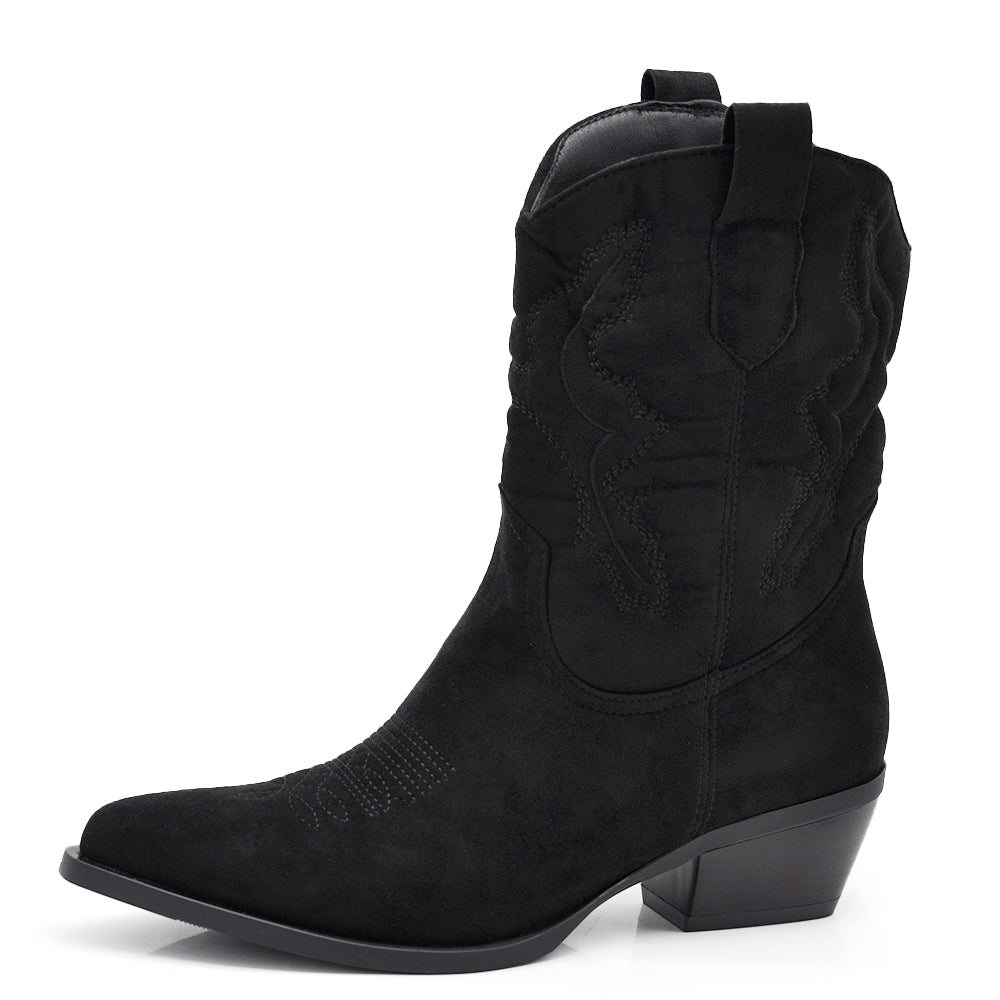 Scarpe Stivaletti Texani Da donna Camperos Ricamati Cowboy Camoscio Western A227