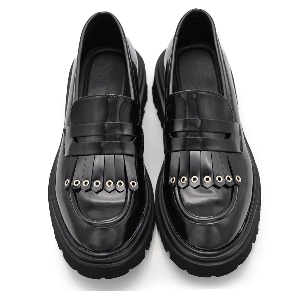 Loafers con Borchie Mocassini Donna con Frange Platform GA050 nero