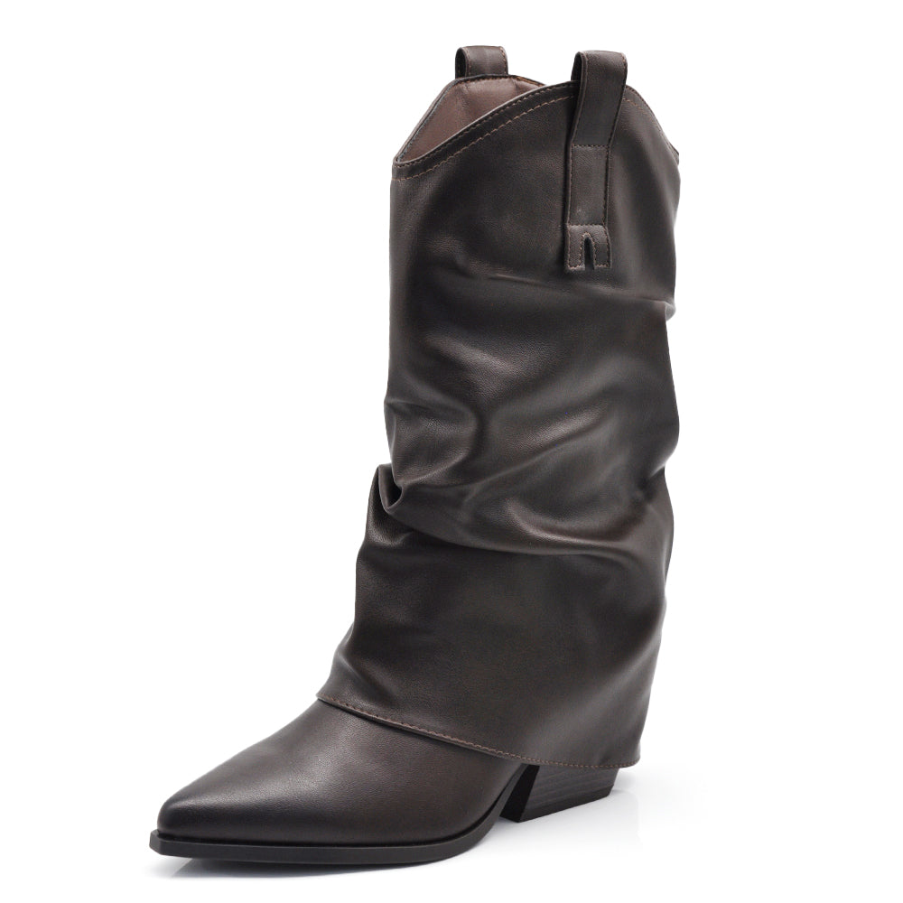 Scarpe da Donna Stivali Stivaletti Arricciati Con Ghette A Punta G695