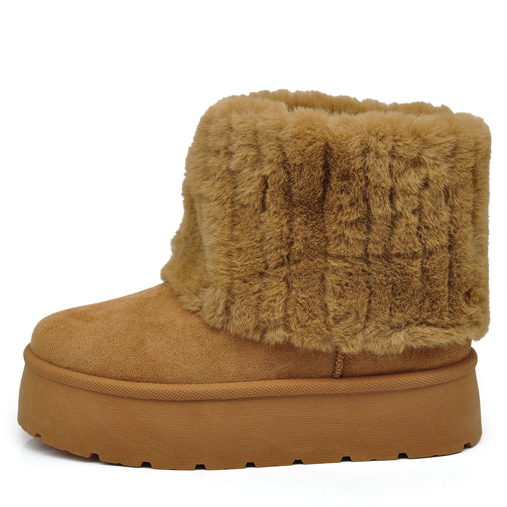 Stivali Mammut Camoscio Pelosi Con Pelliccia Pelo da Donna Doposci Platform T004 nero camel khaki