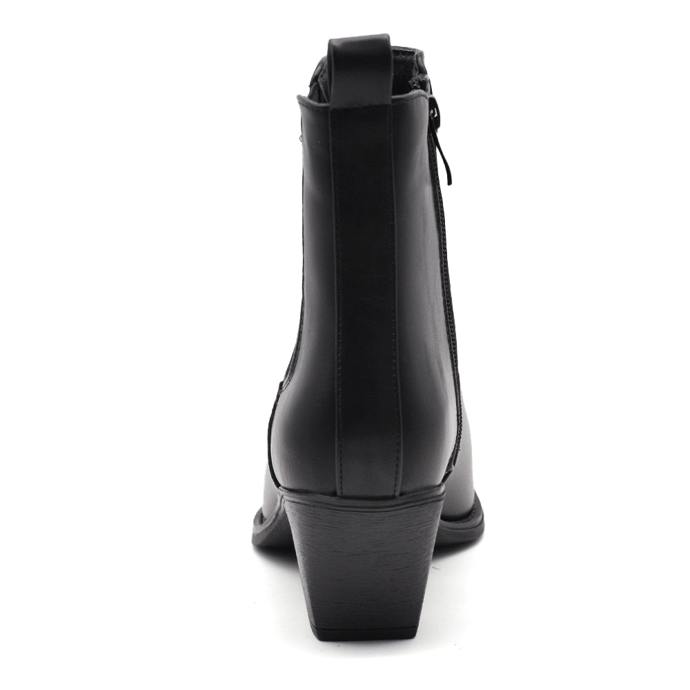 Stivaletti Texani Donna Chelsea Boots con Tacco Largo 6 cm, Punta a Punta, Elastico Laterale e Zip Stile Western Camperos GL76