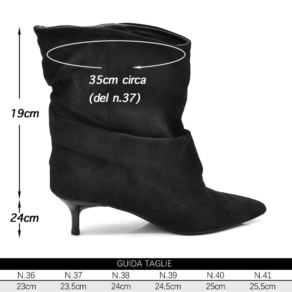 Stivaletti Donna Gambale Largo Morbido – Tronchetti Slouchy con Tacco Medio Elegante HL227-77