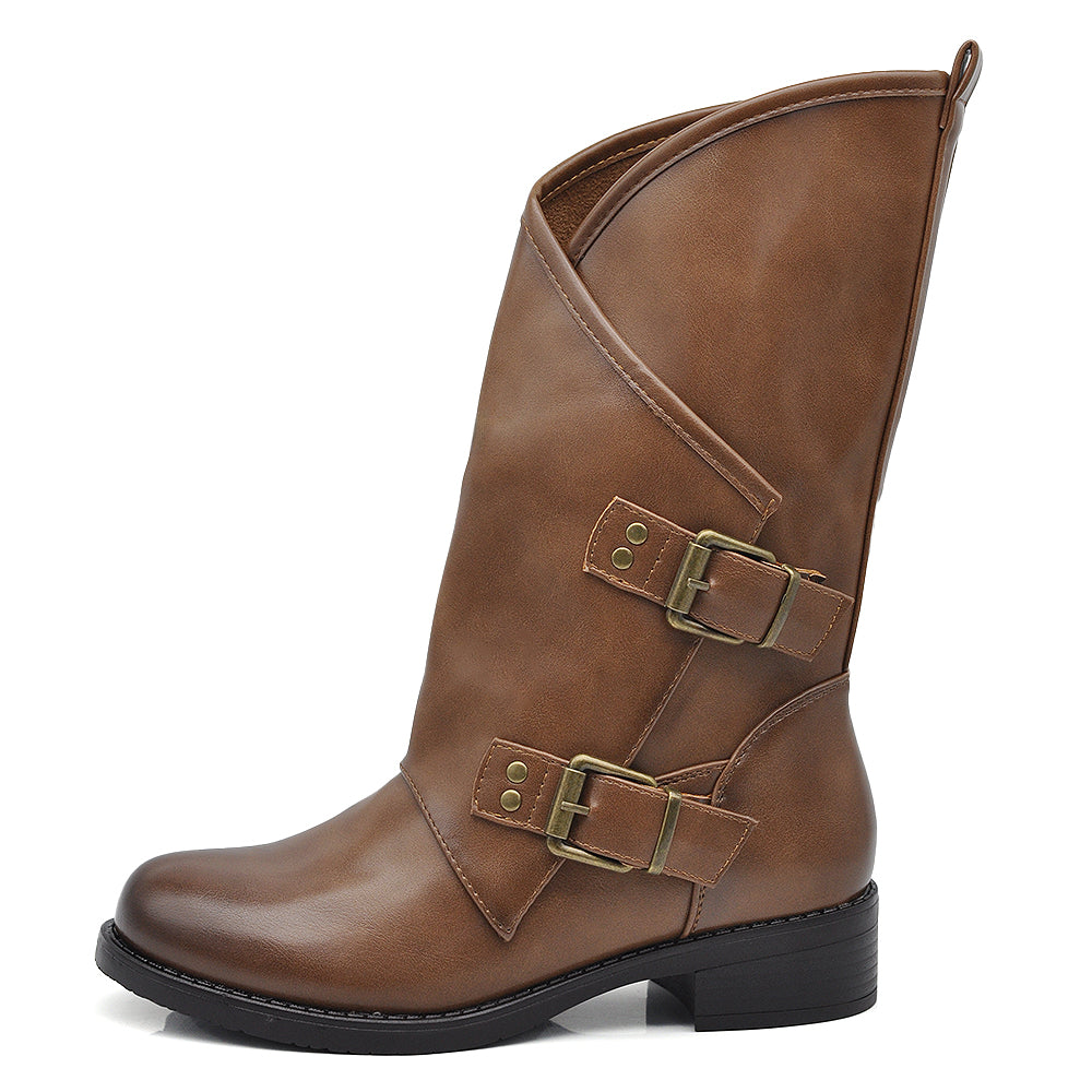 IF Fashion Stivali Stivaletti Donna Biker con Fibbie YY-58 YY-85 IF165