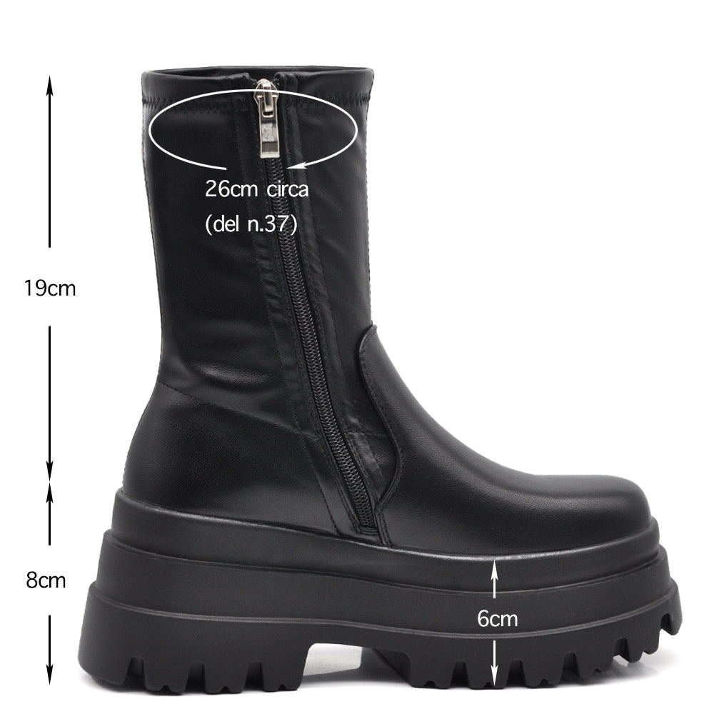 Scarpe Stivaletti Da Donna gambale sottile e morbido si adatta alla gamba Con Zeppa Plateau Platform 52062