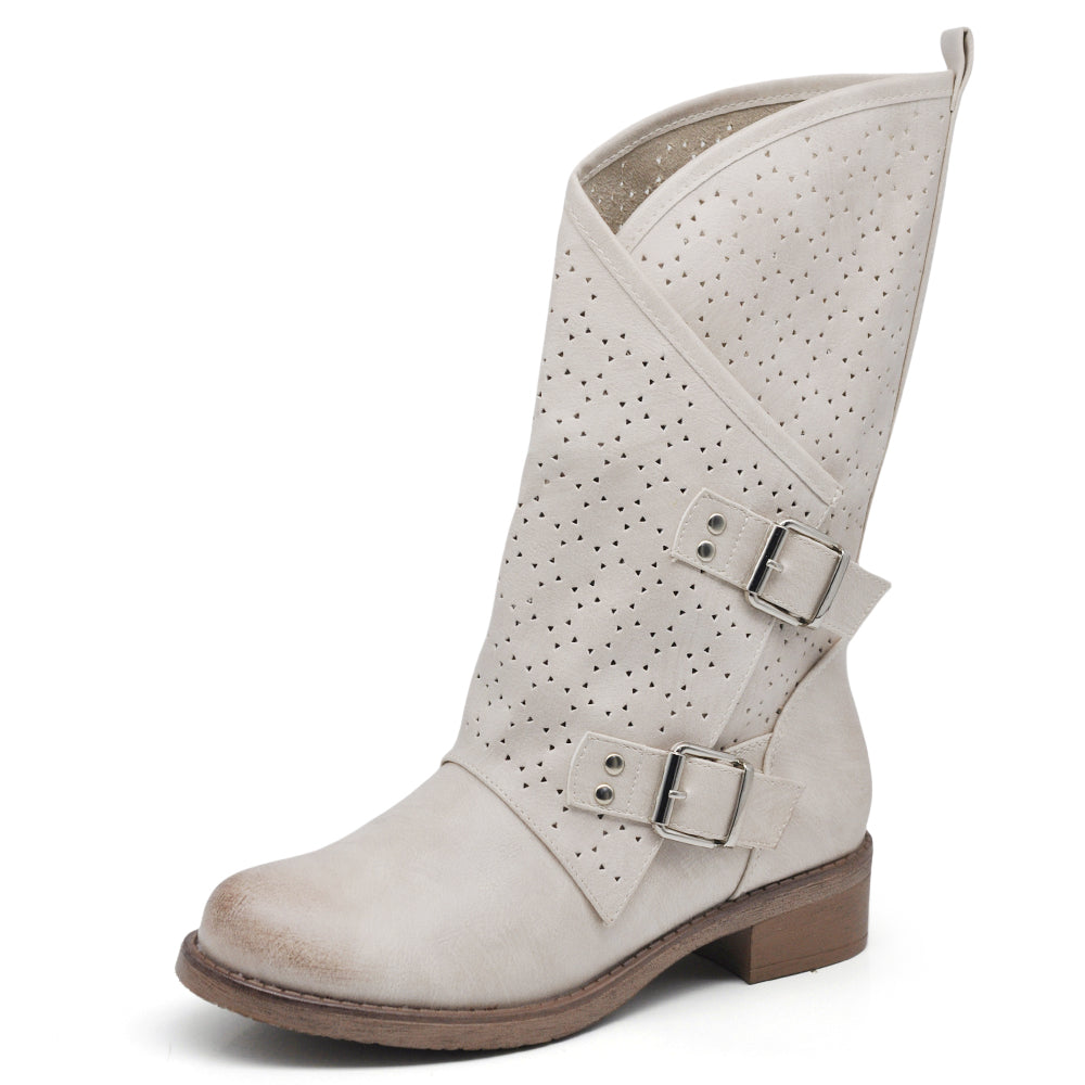 Stivali Scarpe Stivaletti Anfibi Motociclista Primaverili Estivi Da Donna G697