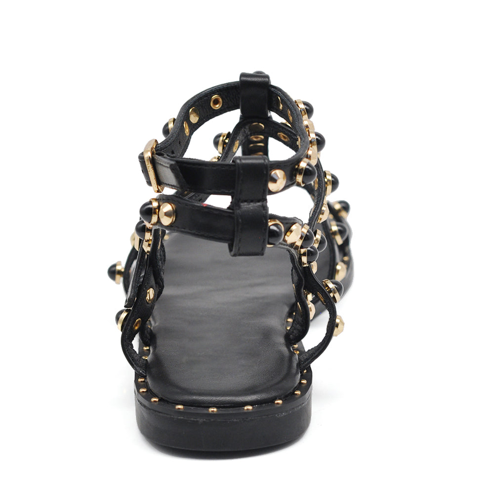 Scarpe Infradito Sandali Stivaletti Estivi Gladiatore Da Donna Borchie e pietre colorate PY8 nero camel bianco