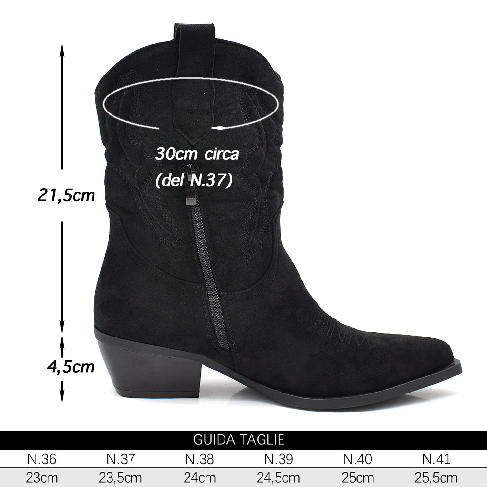 Scarpe Stivaletti Texani Da donna Camperos Ricamati Cowboy Camoscio Western A227