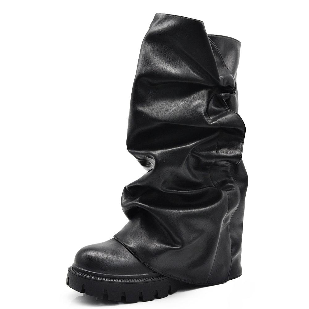 Stivali Donna 2 in 1 con Gambale Arricciato Rimovibile – Design Versatile con Platform – Look Doppio in un Solo Paio G705