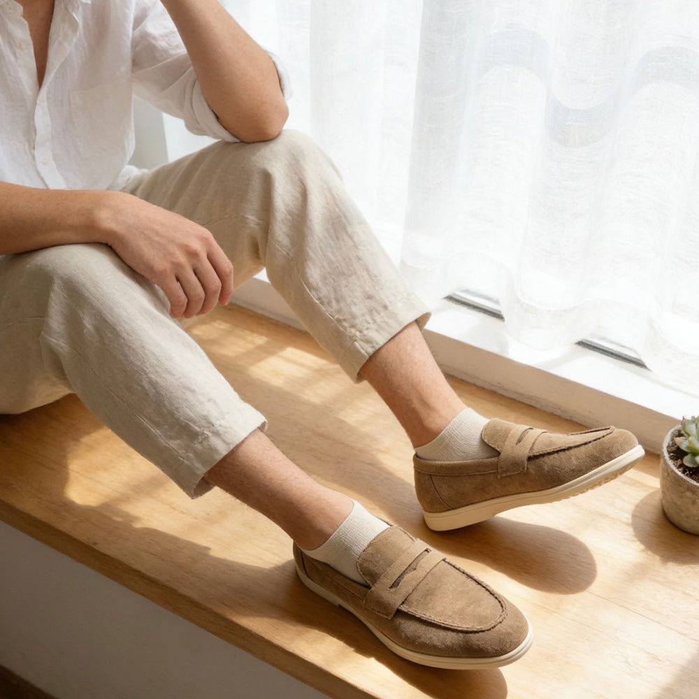 Mocassini Uomo in Camoscio Sintetico con Suola EVA – Scarpe Casual Eleganti Comfort nero blu camel khaki beige