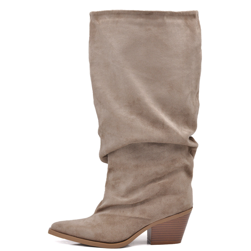 Stivali Donna Slouchy a Gambale Ampio con Punta Affusolata e Tacco Comodo – Stivali Trendy per Polpaccio Largo 212