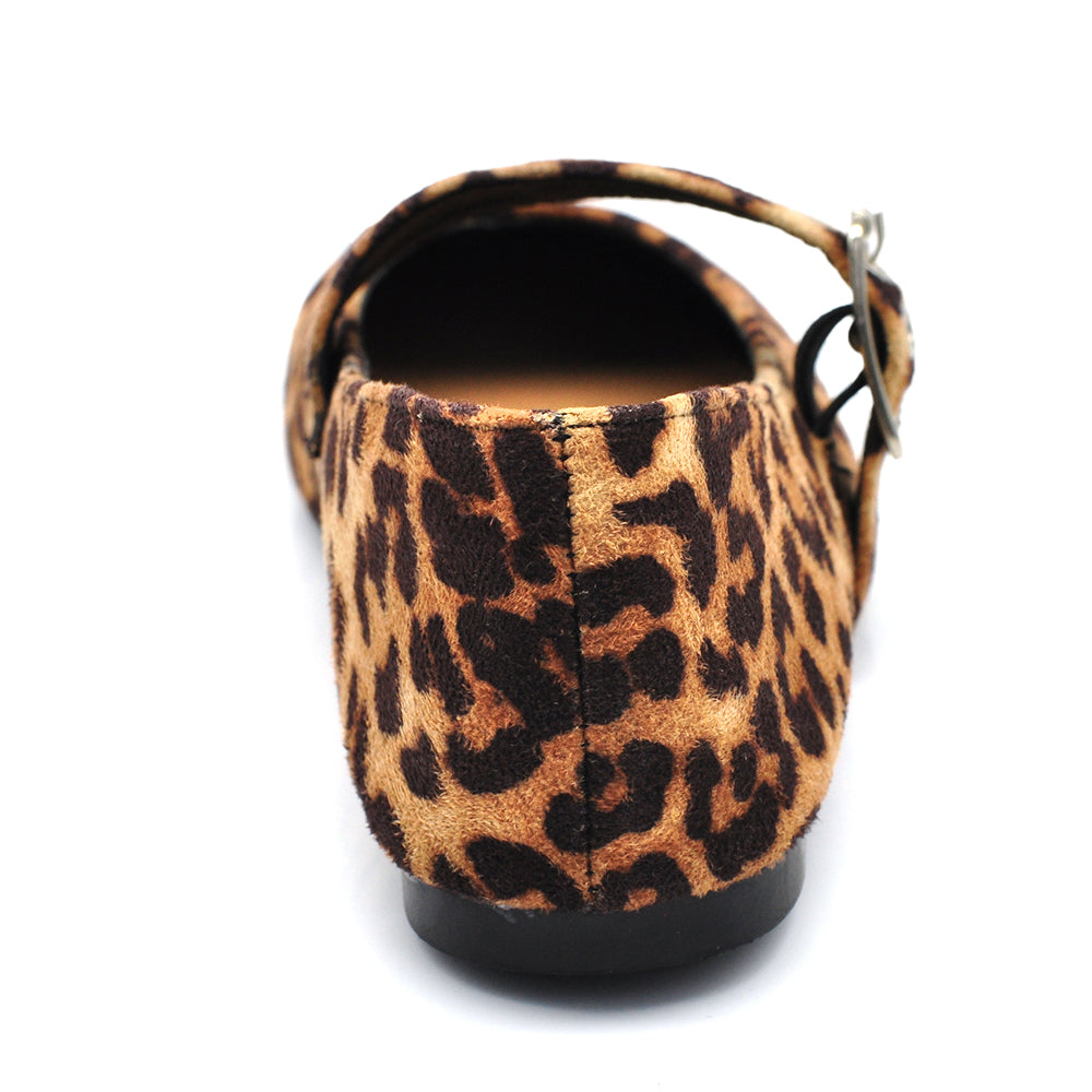 Ballerine A Punta Quadrata Friulane Scarpe Veneziane con Cinturino Largo Da Donna Q2569 leopardato maculato animalier