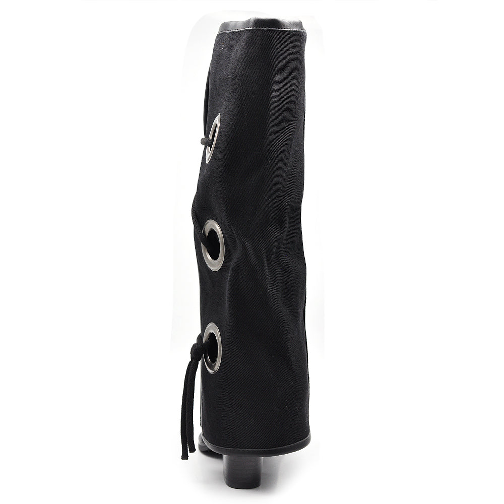 Stivali in ghetta A Punta Con Tacco Cerchi Zip Cerniera Da Donna Denim GA028
