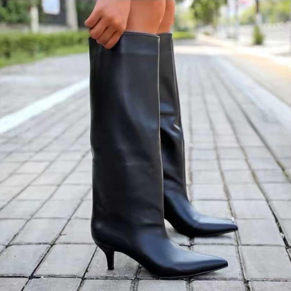 Stivali Donna al Ginocchio con Tacco Medio e Punta Affusolata – Eleganti e Versatili A9813 nero