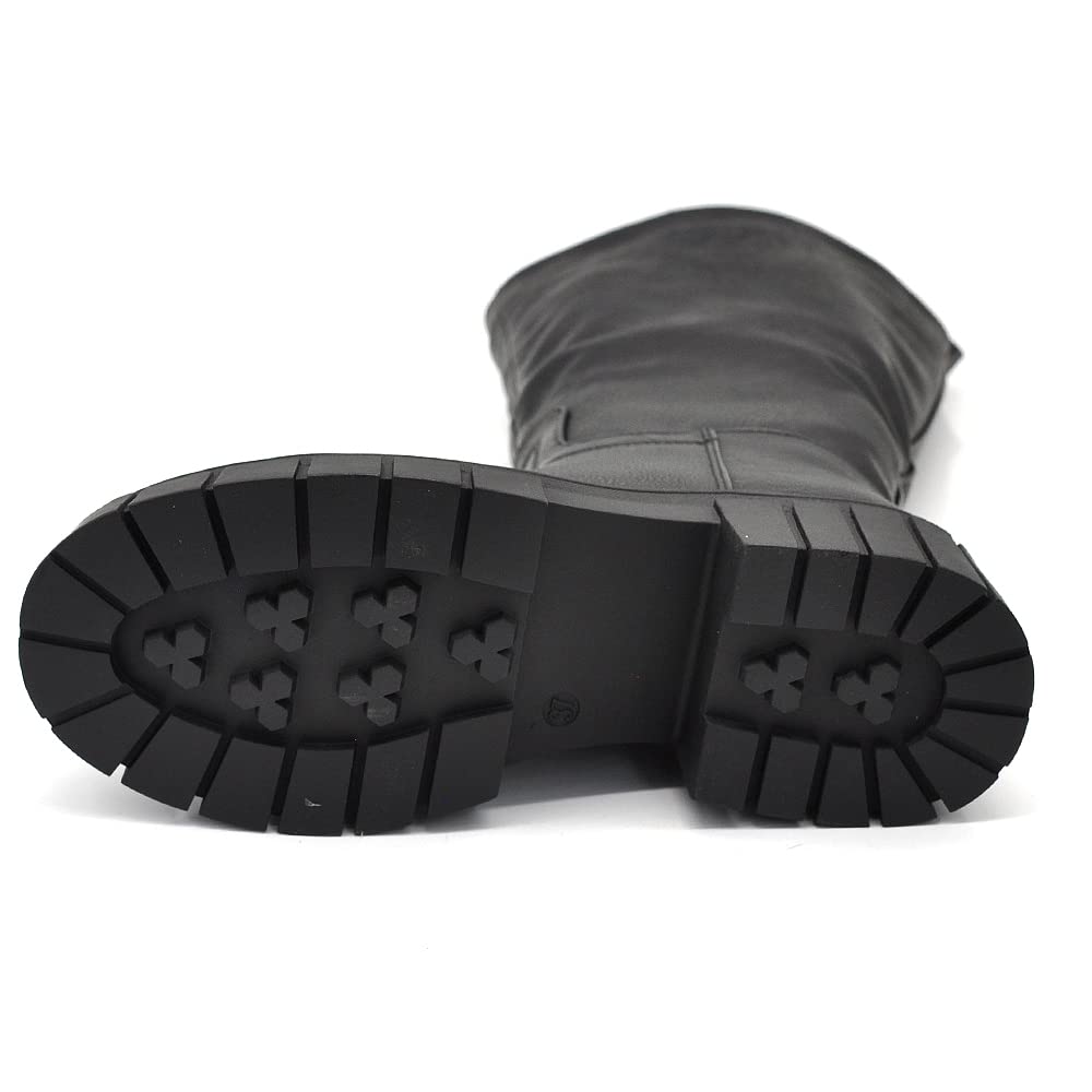 Stivali al Polpaccio Motociclista Biker Da Donna Pelle Vega con Platform GR-6612 nero