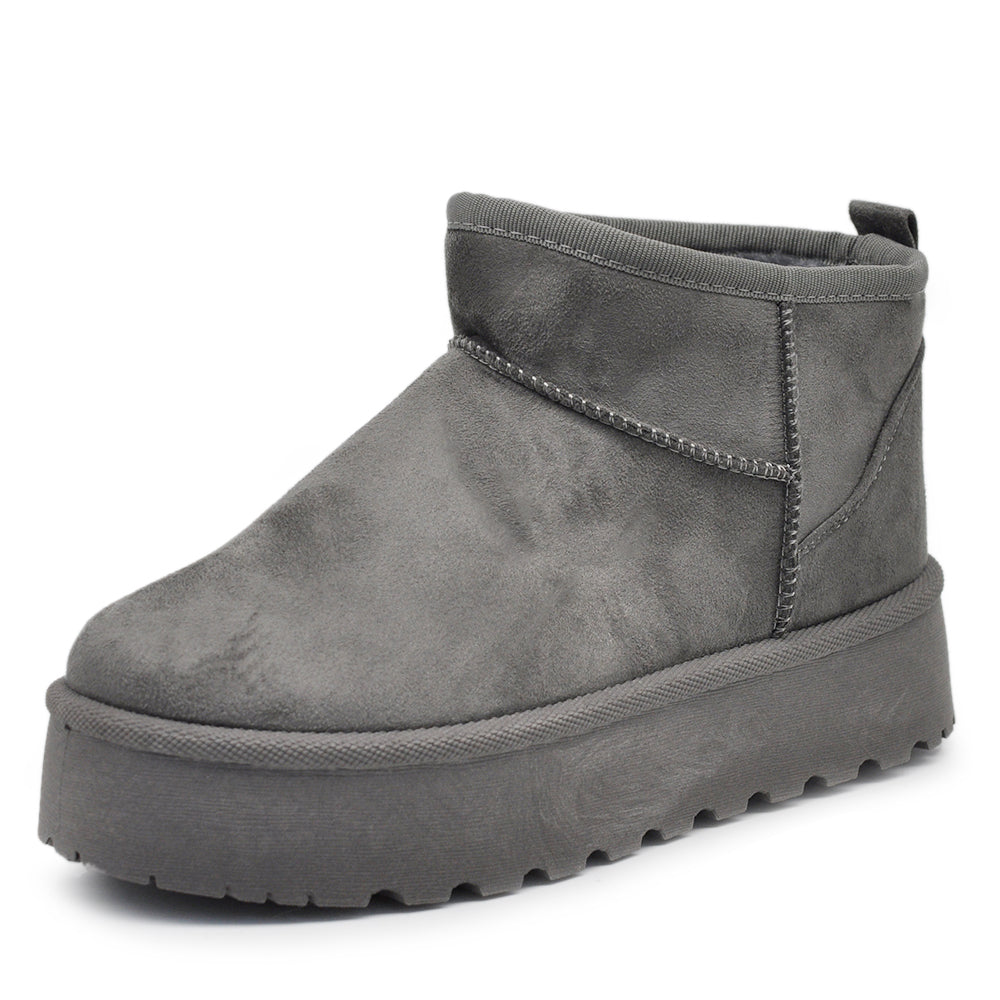 Stivali Mammut Camoscio Pelosi Con Pelliccia Pelo da Donna Doposci Platform R-17