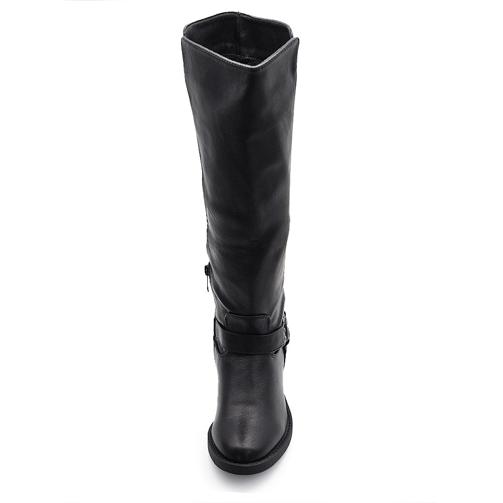 Stivali Alti Da Donna Con Cinture e Fibbie Zeppa Interna Rialzo MP726-2