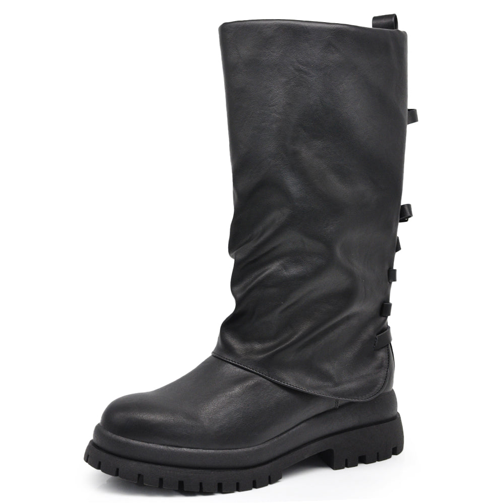 Stivali alti biker impreziositi da fibbie decorative sul retro MP2751-5