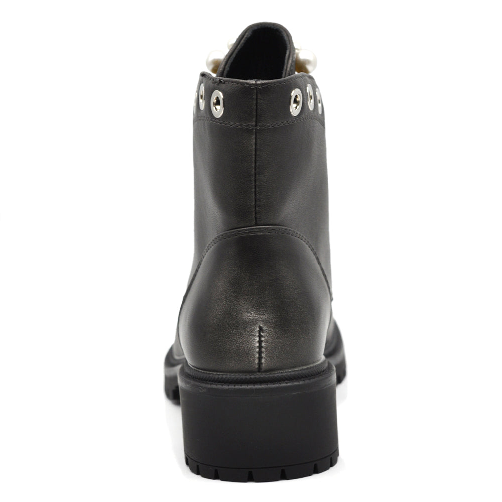 Anfibi Stivali Stivaletti con Strass e Perline MS1555 colore canna di fucile