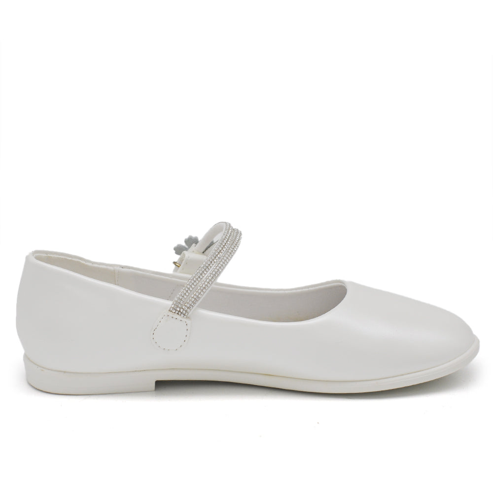 Scarpe Ballerine Da Bambina Ragazza Strass Perline Fiorellini Comunione GD4052
