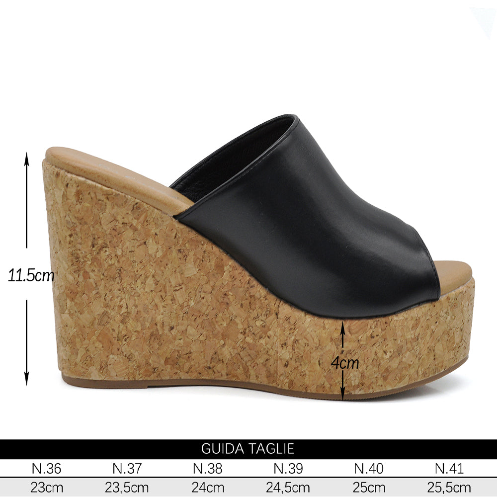 Sandali ciabatte donna con zeppa alta effetto sughero – sabot estivi open toe Z7390
