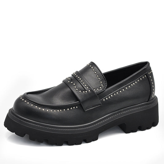 Scarpe Da Donna Mocassini Loafer Slip On Con Borchie Platform MP70027